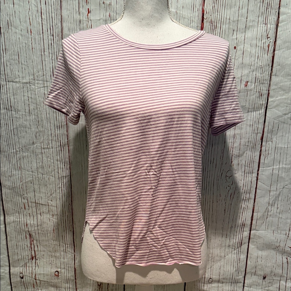 Casual Striped Pink Short Sleeve Top
